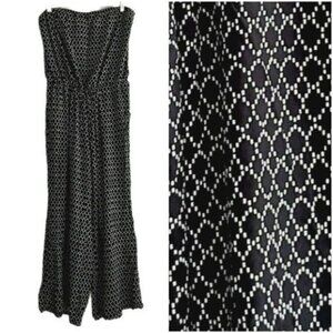 OLD NAVY | Wide Leg Crop Strapless Jumpsuit B&W Print Sz XL